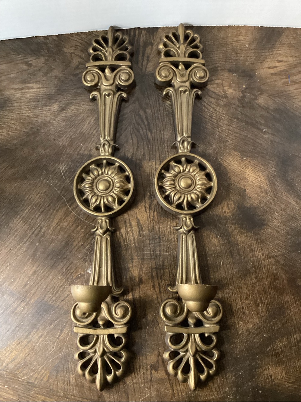 Antique-Style Gold Decorative Wall Candle Sconces - Pair